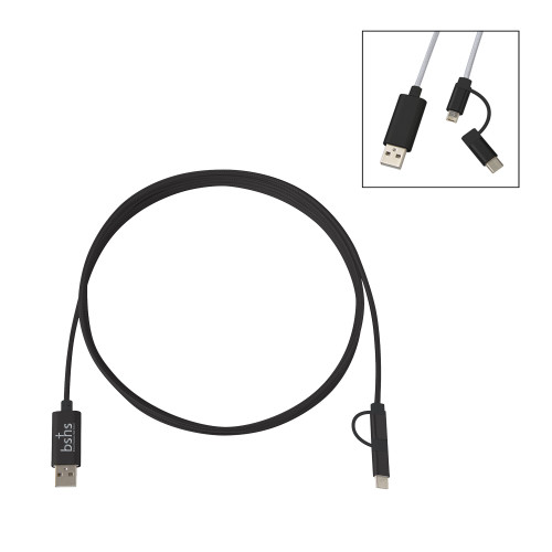  3 Ft. 4 In 1 Black Charging Cable 2.0 - Bishop Shanahan High School Primary Mark without Tagline Engraved