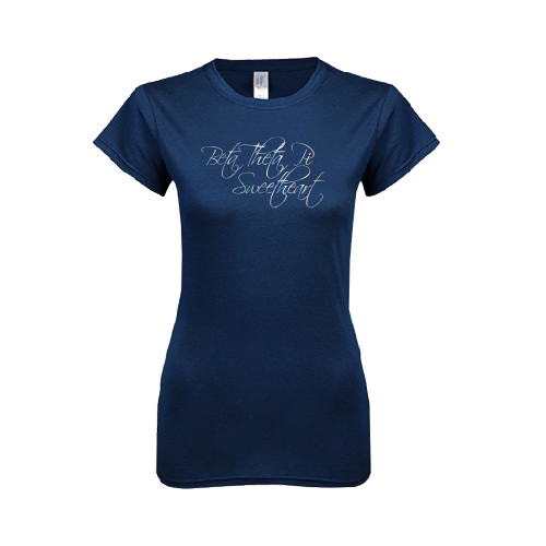 Next Level Womens Navy Boyfriend Tee-Beta Theta Pi Sweetheart Script