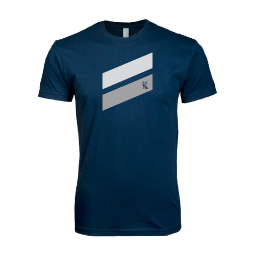  Next Level Navy SoftStyle T Shirt - Stripe Design