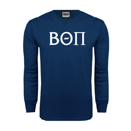 Navy Long Sleeve T-Shirt-Beta Theta Pi Greek Letters