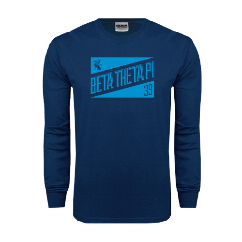Navy Long Sleeve T-Shirt-Beta Theta Pi Triangles