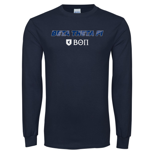  Navy Long Sleeve T-Shirt - Beta Theta with pattern