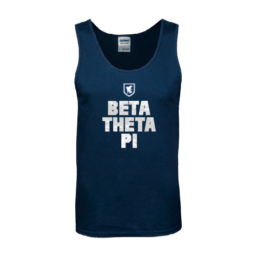 Navy Tank Top-Stacked BTP with pattern