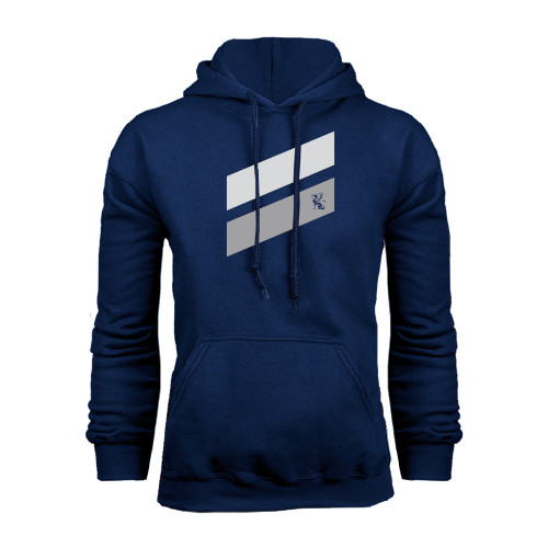 Navy Fleece Hoodie-Stripe Design
