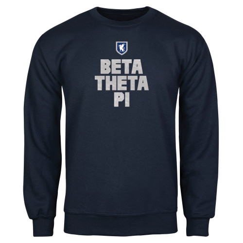 Navy Fleece Crew-Stacked BTP with pattern