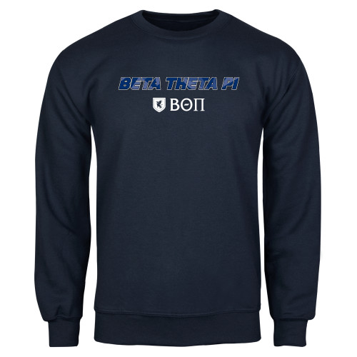 Navy Fleece Crew-Beta Theta with pattern