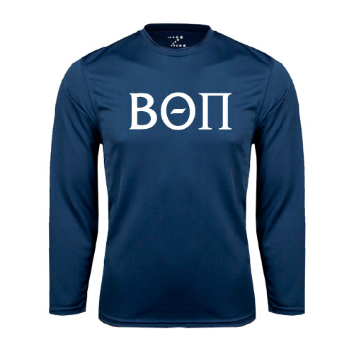 Navy Performance Long Sleeve Shirt-Beta Theta Pi Greek Letters