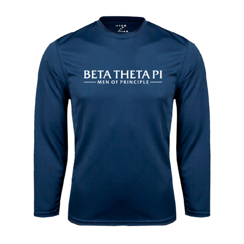 Navy Performance Long Sleeve Shirt-Beta Theta Pi