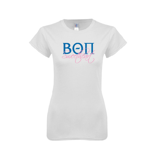 Next Level Womens White Boyfriend Tee-Beta Theta Pi Sweetheart Stacked Simple