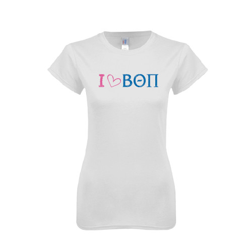 Next Level Womens White Boyfriend Tee-I Love Beta Theta Pi Flat
