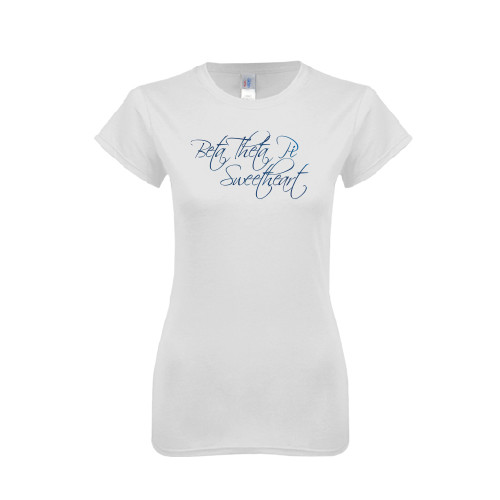 Next Level Womens White Boyfriend Tee-Beta Theta Pi Sweetheart Script