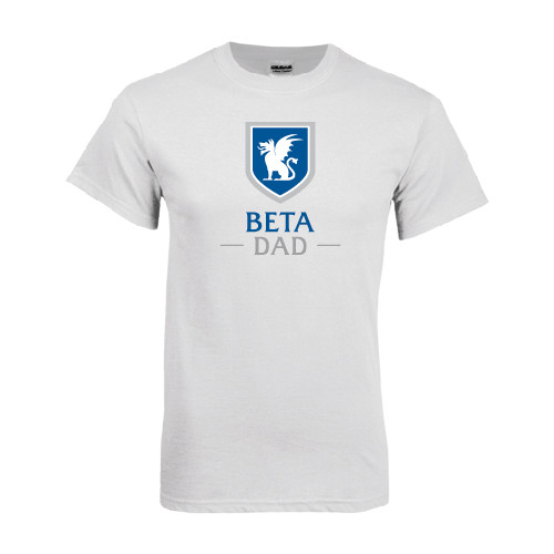  White T Shirt - Beta Dad Stacked with Shield
