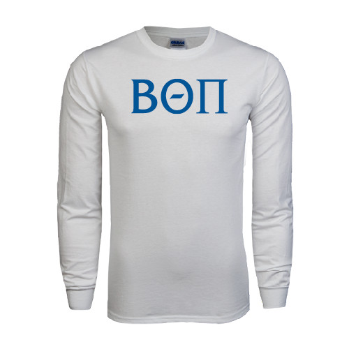 White Long Sleeve T Shirt-Beta Theta Pi Greek Letters