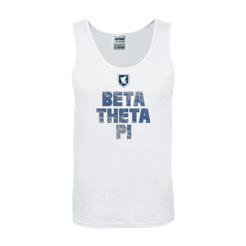 White Tank Top-Stacked BTP with pattern