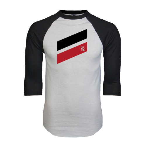  White/Black Raglan Baseball T Shirt - Stripe Design