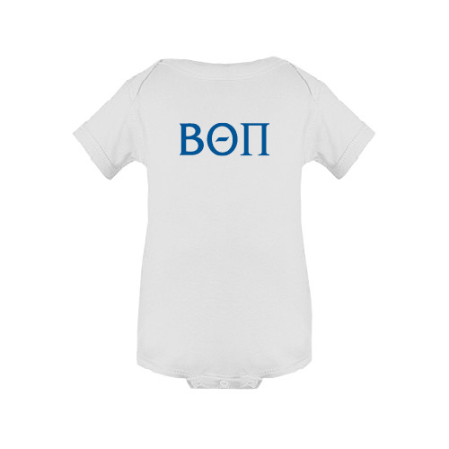 White Infant Onesie-Beta Theta Pi Greek Letters