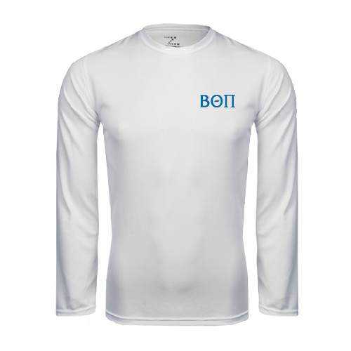 White Performance Long Sleeve Shirt-Beta Theta Pi Greek Letters