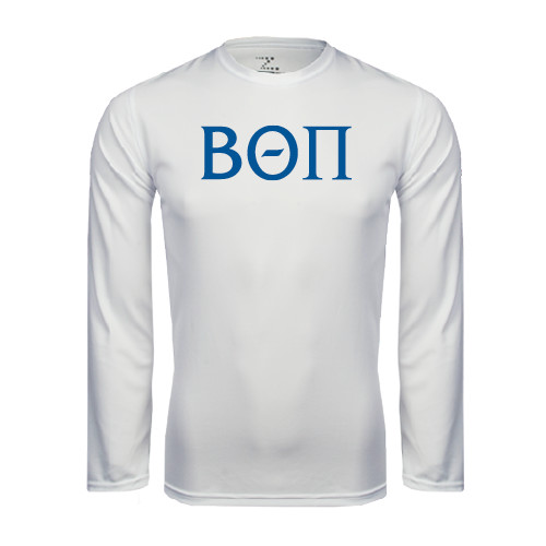 White Performance Long Sleeve Shirt-Beta Theta Pi Greek Letters