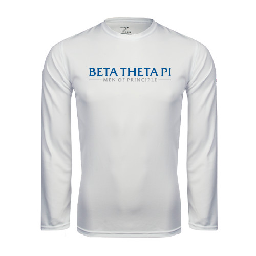 White Performance Long Sleeve Shirt-Beta Theta Pi