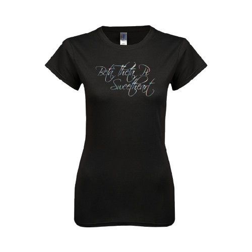 Next Level Womens Black Boyfriend Tee-Beta Theta Pi Sweetheart Script