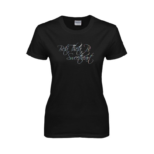 Womens Black Short Sleeve Tee-Beta Theta Pi Sweetheart Script