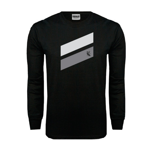  Black Long Sleeve T Shirt - Stripe Design