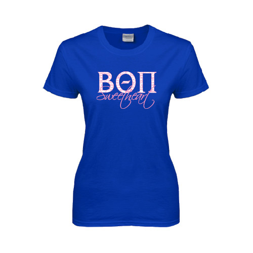 Womens Royal Short Sleeve Tee-Beta Theta Pi Sweetheart Stacked