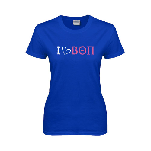 Womens Royal Short Sleeve Tee-I Love Beta Theta Pi Flat