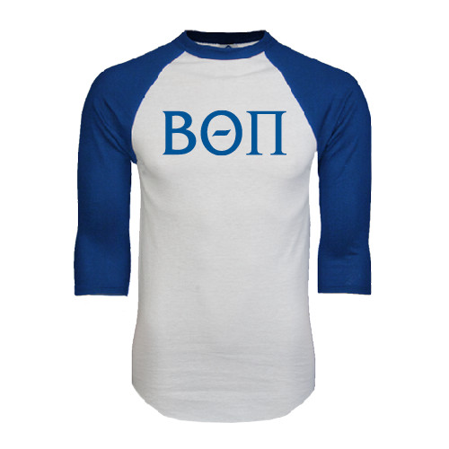 White/Royal Raglan Baseball T Shirt-Beta Theta Pi Greek Letters