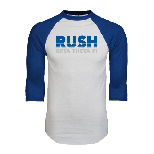 White/Royal Raglan Baseball T Shirt-Rush Lines Beta Theta Pi
