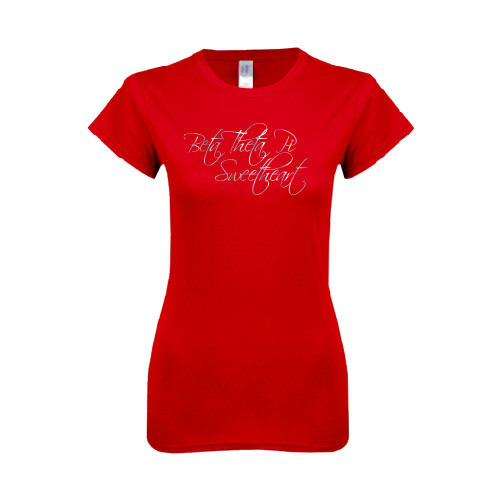 Next Level Womens Red Boyfriend Tee-Beta Theta Pi Sweetheart Script