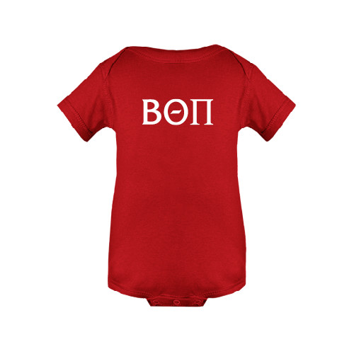 Red Infant Onesie-Beta Theta Pi Greek Letters