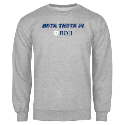 Grey Fleece Crew-Beta Theta with pattern