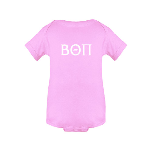 Light Pink Infant Onesie-Beta Theta Pi Greek Letters