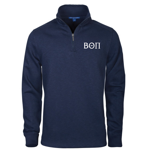 Navy Slub Fleece 1/4 Zip Pullover-Beta Theta Pi Greek Letters