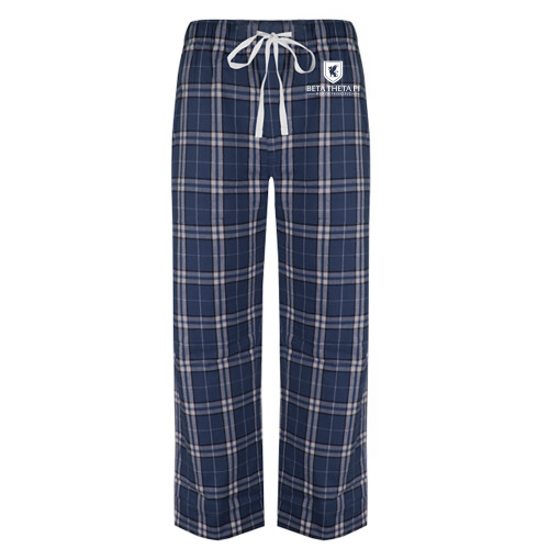 Navy/White Flannel Pajama Pant-Official Logo