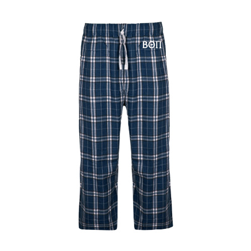 Navy/White Flannel Pajama Pant-Beta Theta Pi Greek Letters