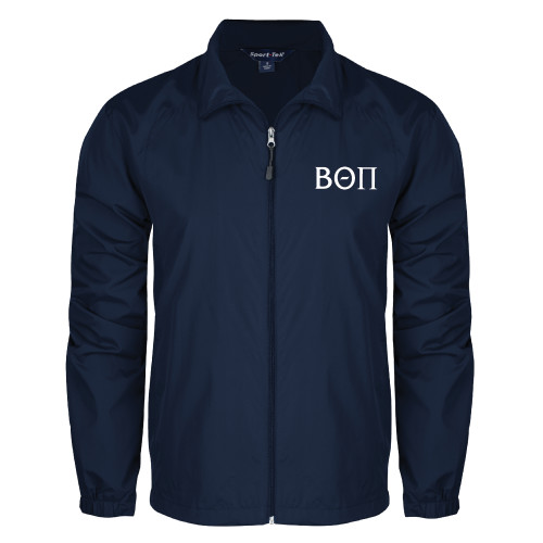 Navy Full Zip Wind Jacket-Beta Theta Pi Greek Letters