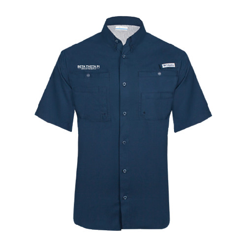 Columbia Navy Tamiami Performance Short Sleeve Shirt-Beta Theta Pi