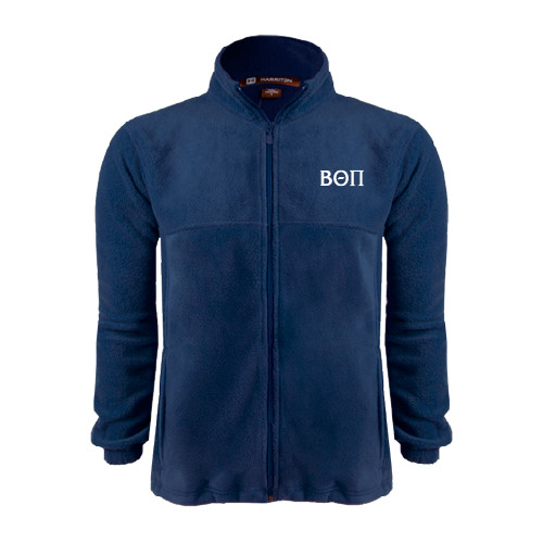 Navy Fleece Full Zip  Jacket-Beta Theta Pi Greek Letters
