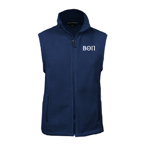 Navy Fleece Full Zip Vest-Beta Theta Pi Greek Letters