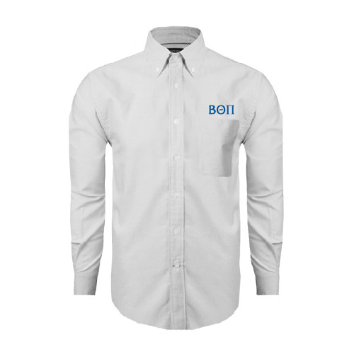 White Oxford Long Sleeve Shirt-Beta Theta Pi Greek Letters