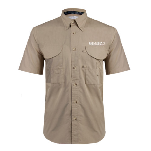 Khaki Fishing Shirt Performance Short Sleeve-Beta Theta Pi