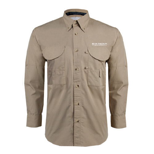 Khaki Fishing Shirt Performance Long Sleeve-Beta Theta Pi