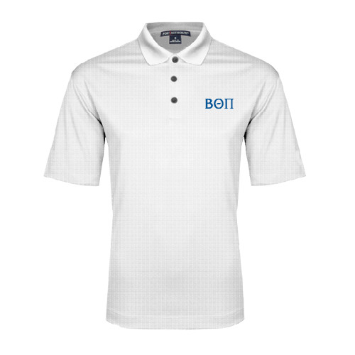 White Performance Fine Jacquard Polo-Beta Theta Pi Greek Letters