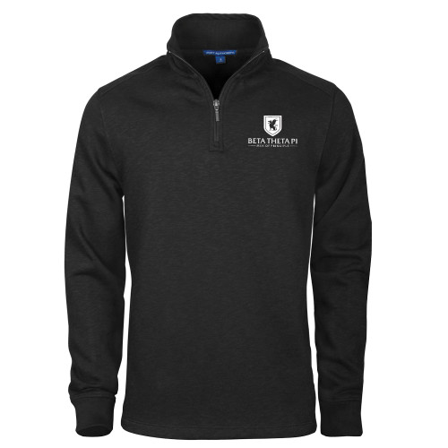 Black Slub Fleece 1/4 Zip Pullover-Official Logo