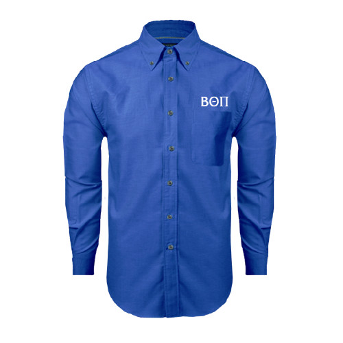 Royal Oxford Long Sleeve Shirt-Beta Theta Pi Greek Letters