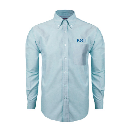 Light Blue Oxford Long Sleeve Shirt-Beta Theta Pi Greek Letters
