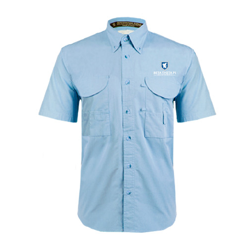Light Blue Fishing Shirt Performance Short Sleeve -Official Logo