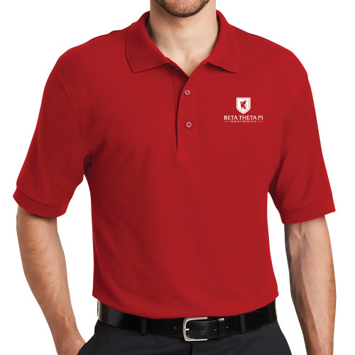 Red Silk Touch Polo-Official Logo
